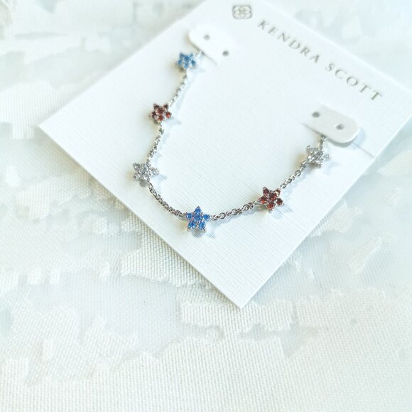 Kendra Scott Sierra Star Silver Chain Bracelet Crystal - Picture 2 of 4